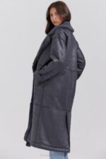 House of CB одећу 68JT1024 деији сиви вегански капут од стриже - Image 8