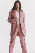 House of CB одећу 68JT1031 киера топли розе вегански кожни блејзер - Image 9