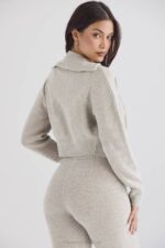 House of CB одећу 68JT1032 блаисе опал лапор плетени скраћени кардиган - Image 11