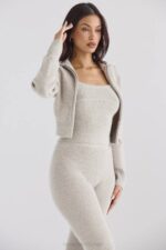 House of CB одећу 68JT1032 блаисе опал лапор плетени скраћени кардиган - Image 10