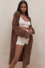 House of CB одећу 68JT1048 целине чоколадни кардиган од женила - Image 19