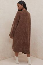 House of CB одећу 68JT1048 целине чоколадни кардиган од женила - Image 5