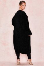 House of CB одећу 68JT1052 целине црни кардиган од женила - Image 14