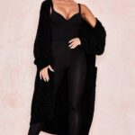House of CB одећу 68JT1052 целине црни кардиган од женила