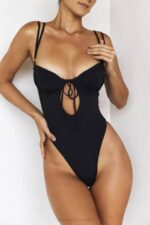 House of CB одећу 68JT1210 Цаннес црни купаћи костим са изрезом - Image 4