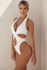 House of CB одећу 68JT1244 саваннах вхите цроссовер халтер једноделни купаћи костим - Image 11