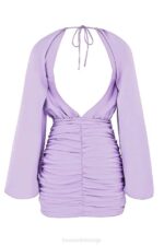 House of CB одећу 68JT458 кате мини хаљина са сатенским омотом од орхидеје - Image 5