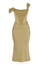 House of CB одећу 68JT459 наталиа миди хаљина од сатенског корзета - Image 5