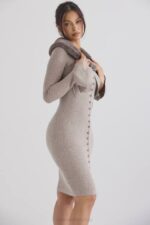 House of CB одећу 68JT694 дахлиа беж кашмир кардиган - Image 11