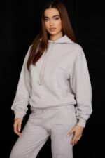 House of CB одећу 68JT725 хало светло сива превелика дуксерица - Image 8