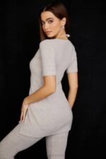 House of CB одећу 68JT730 опал овсена каша ребрасти плетени кардиган - Image 10