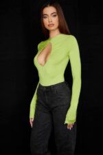House of CB одећу 68JT736 естрелле боди зелене боје са изрезом - Image 4