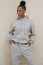 House of CB одећу 68JT795 хало сива превелика дуксерица - Image 2