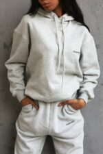 House of CB одећу 68JT795 хало сива превелика дуксерица - Image 13