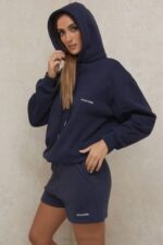 House of CB одећу 68JT796 хало морнарска превелика дуксерица - Image 11