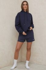 House of CB одећу 68JT796 хало морнарска превелика дуксерица - Image 9
