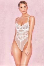 House of CB одећу 68JT820 надиа бели чипкани боди - Image 5