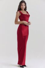 House of CB одећу 68JT832 сидел руби сатен биас цут маки сукња - Image 8