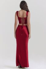 House of CB одећу 68JT832 сидел руби сатен биас цут маки сукња - Image 10