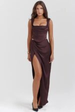House of CB одећу 68JT837 веспер богата смеђа макси сукња - Image 7