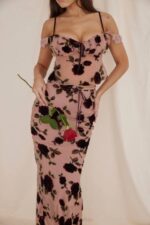 House of CB одећу 68JT871 имаан дусти розе деворе макси сукња - Image 4