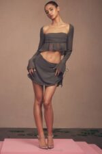 House of CB одећу 68JT935 цларице схадов плутајућа слојевита мини сукња - Image 2