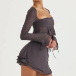 House of CB одећу 68JT935 цларице схадов плутајућа слојевита мини сукња