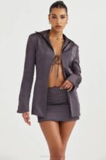 House of CB одећу 68JT936 каталина сатенска мини сукња а-кроја у сенци - Image 9