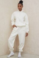 House of CB одећу 68JT999 панталоне за трчање од белог флиса - Image 4