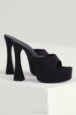 House of CB ципеле 68JT1065 алессандра црне сатенске мазге са платформом - Image 2