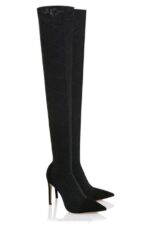 House of CB ципеле 68JT1088 есцапе црне мрежасте чизме са монограмом - Image 4